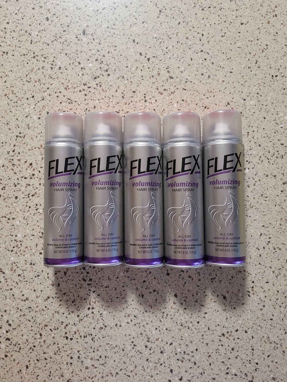 (5) Flex Volumizing Hair Spray All Day Volume & Control 6 Oz Each.